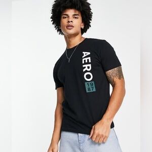 Aeropostale Size L Vertical Side Printed 1987 Tee in Black Unisex Mens Womens